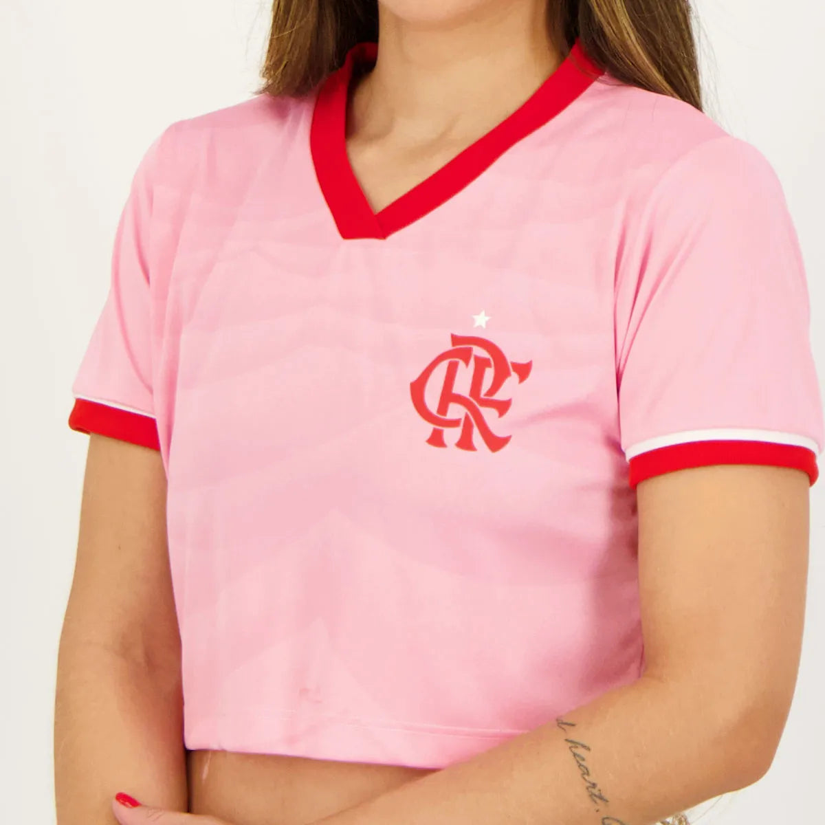 Cropped Flamengo Coral Feminino Rosa